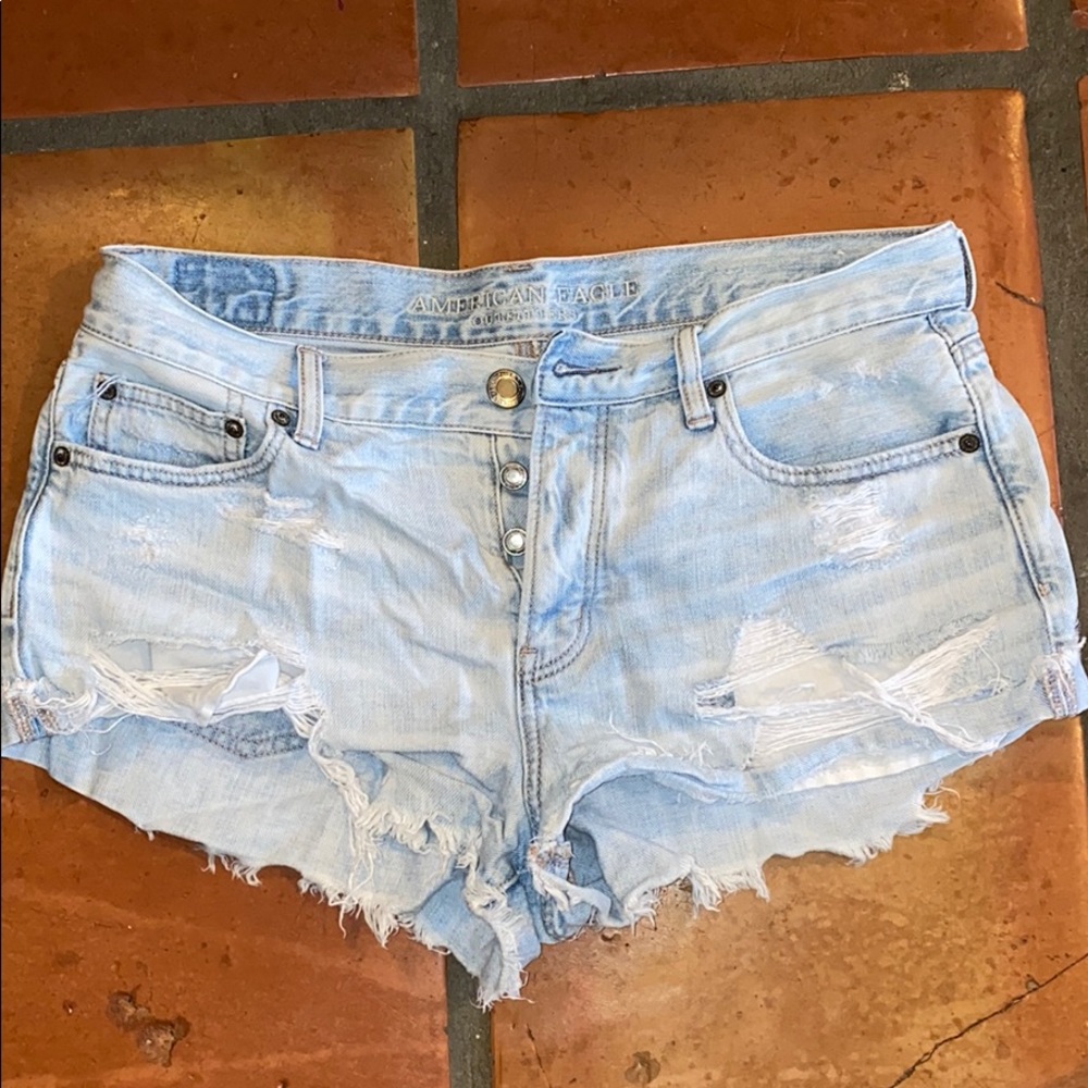 American Eagle Light-Wash Tom-Girl Shorts